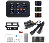 12V LED 6 Gang Switch Panel 600W-1200W Circuit Control Relay System Box Slim Touch Control Panel for Boat Jeep UTV Caravan