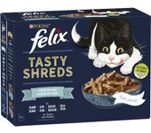 Felix Tasty Shreds Festín del Mar Filetes en Salsa para Gatos Comida húmeda Sabor Pescado