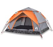 vidaXL Tienda de campaña iglú 4 personas apertura rápida gris/naranja