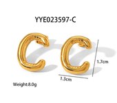 Encanto Pendientes de acero inoxidable de verano con combinación DIY de 26 letras irregulares y gordas , accesorio de joyería chapado en oro, material A-Z letras gruesas