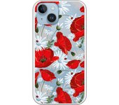 Funda original compatible con Iphone 14 Pluscon diseño de Patron flores blancas y rojas