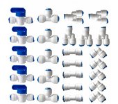 Accesorio de filtro de agua de ósmosis inversa, conector recto de ajuste a presión de 1/4" (6 mm) para manguera de filtro de agua, tubos de accesorios para refrigerador (grifo combinado tipo Y+T+I+L+válvula de parada) 25 piezas de girasol