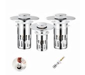 Colador de drenaje universal de acero inoxidable, núcleo de empuje para rebotar, colador de drenaje para fregadero de baño, baño multiusos, tapón de drenaje para fregadero emergente, para ducha, cocina, viaje multiusos (2)