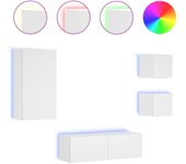 Mueble TV combinadoMuebles de TV de pared con luces LED 4 piezas blanco