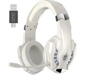 Auriculares Gaming Inalámbricos para PS4/PS5/Switch/PC/Teléfono Móvil/Portátil/Tableta, Dongle USB y Tipo-C de 2,4GHz, Micrófono con Cancelación de Ruido Desmontable, Estéreo 7.1, Luz LED
