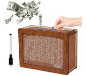 Caja de ahorros de madera con forma de bóveda para dinero en efectivo, hucha portátil para dinero en efectivo, hucha con números y objetivo, hucha para monedas, hucha para niños y adultos, hucha retro para ahorros de dinero ($5000)