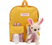 Mochila Kawaii con accesorios de conejo, mochila japonesa de gran capacidad, mochila Kawaii con múltiples bolsillos, linda mochila escolar de lona Kawaii, mochilas para estudiantes