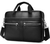 Maletín de Cuero Genuino para Hombre, Bolso Bandolera para Portátil de 14 Pulgadas,Portadocumentos, Maletín de Negocios