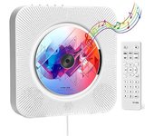 Qoosea Wall Mounted CD Player with LCD Screen, Home Infrared Remote Control, Support for CD/Bluetooth Speaker/FM Radio/USB Drive