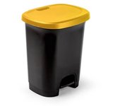 Cubo basura plastico apertura pedal 27 Litros Negro-Amarillo