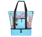 Heat Preservation Picnic Beach Bag Women Mesh Transparent Double-layer Swim Storage High Capacity Shopping Waterproof Bags Tote