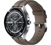 Xiaomi Watch 2 Pro LTE con caja plateada y correa de piel marrón
