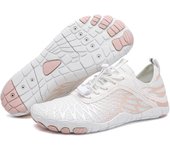 AONETIGER Zapatos de baño Zapatos de Agua para Hombre Zapatos de Playa para Mujer Zapatos descalzos Transpirables de Verano Zapatos de natación Antideslizantes Zapatos de Surf Zapatos acuáticos Zapatos de Fitness Blanco 37