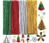 400 Pieces Christmas Pipe Cleaners Craft Pipe Cleaners Glitter Chenille Stems Creative Arts Chenille Stems for DIY Craft