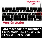 Keyboard Cover For MacBook Pro with Touch Bar 13&15 2016-2019 Model: A2159, A1989, A1990, A1706, A1707), Silicone Skin Protector