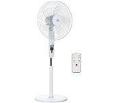 HOMCOM Ventilador de pie Ø 44cm 45W mando a distancia temporizador 3 modos 3 velocidades altura regulable oscilante silencioso blanco