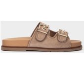 Pedro Miralles Sandalias planas de ante en color marrón modelo MUCHAMIEL en tonos Marrones. Hecho a mano en España.