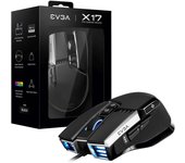 EVGA X17 Ratón para Gaming, Cableado, Color Gris, Personalizable 16,000 DPI, 5 Perfiles, 10 Botones, Ergonómico - 903-W1-17GR-K3