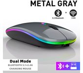 Ratón inalámbrico recargable con Bluetooth, 2,4 GHz Device, USB, RGB, 1600DPI, para ordenador, portátil, tableta, PC, Macbook, Gaming