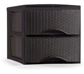 Plastic Forte - Cajonera Sobremesa de Plástico Imitación Rattan para Ordenación Decoración Hogar Oficina
