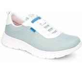 DIAN ALICANTE zapatilla de trabajo Celeste  TALLA 43 Zapatilla de trabajo con cierre de cordones elásticos, transpirable y repelente a líquidos. Suela MaxReact®, ultra ligera, flexible y muy resistente y antideslizante, relleno de un colchón interior