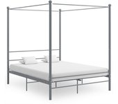 vidaXL Estructura de cama con dosel sin colchón metal gris 160x200 cm