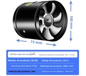 4''6''8'' Pipe Exhaust Fan Air Ventilator Metal Pipe Ventilation Exhaust Fan Mini Extractor Bathroom Toilet Wall Fan Duct Fan