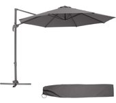 Tectake - Parasol Daria Ø 300 cm con pedal y funda  Parasol excéntrico  Mecanismo de sujeción y plegado de marcha suave con manivela  6 niveles de inclinación ajustables a lo largo del poste