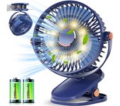Ventilador de Mesa con Clip - Pequeño y Silencioso - Ventilador de Escritorio con Luz LED - Recargable por USB - Ventilador Portátil