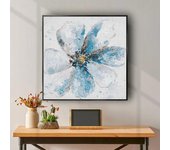 Hand Painted Abstract Oil Painting  Thick Textured Pop Art on White Blue Canvas for Living Room Wall Decor  Modern Home Decorati