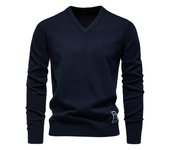 2024 otoño e invierno nuevo suéter de algodón de color sólido con cuello en V suéter de moda para hombres suéter de punto para hombres