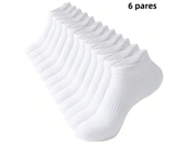 6 Pares De Calcetines Para Hombre Color Sólidos Primavera/Verano Deportes Cortos Antideslizantes Absorbentes De Sudor Calcetines De Barco Para Mujer