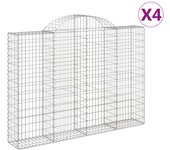 vidaXL Cestas de gaviones 4 uds forma de arco hierro Dimensiones 200 x 30 x 60/80 cm,  200 x 30 x 140/160 cm,  200 x 30 x 180/200 cm y mas
