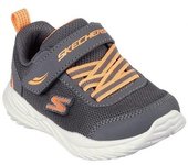 Zapatillas niño de la marca Skechers boys Rowzer color gris y naranja muy ligeras deportivas Skechers para niños con cierre de tira adherente y elasticos