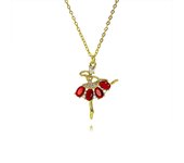 Colorido Zirconia Ballerina Collar Colgante para Mujeres Niñas, Maple Inoxide Moda Romántica Joyería Accesorios Regalo