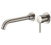 VALAZ Guadiana Grifo de lavabo de 26 cm redondo monomando fabricado en latón con un acabado acero cepillado