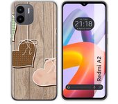 Funda Silicona compatible con Xiaomi Redmi A2 diseño Corazones Madera Dibujos