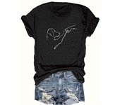 Dog & Hand Print T-Shirt, Casual Crew Neck Short Sleeve Top for Spring & Summer, Women's Clothing