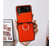 For Samsung Galaxy Z Flip 5 4 3 Phone Case Luxury Pu Leather Hard Plastic Back Cover5G Case with Ring