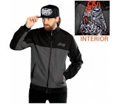 Chaqueta Cortavientos Negro y Gris Hombre Dark Shadow Cremallera Interior Diseño HYRAW SP24-M23
