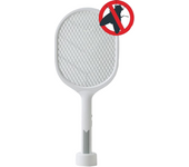 LILI HOME 🦟 Raqueta Eléctrica Antimosquitos con Base 🔋 2 en 1: Raqueta + Lámpara UV Antimosquitos 📐 Tamaño total: 52 x 22,5 x 3 cm  📏 Base: Ø7,2 cm x 4 cm de alto 🔌 Recargable vía USB – sin necesidad de pilas. Elimina insectos al cont