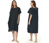 Poncho Surf Hombres Mujeres Microfibra Poncho de Toalla Adultos Secado Rápido Toalla de Poncho Peso Ligero Transpirable Poncho de Playa Poncho con Capucha para Surf Playa Natación, Negro