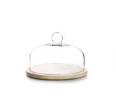 IBILI - 715526 - TAPA DE CRISTAL CON BASE DE MADERA 26 CM
