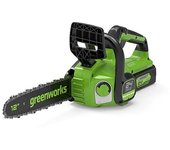 Motosierra a Batería Greenworks GD24CS30 - Motor Sin Escobillas - Barra de 30 Cm - Velocidad de Cadena de 7,8 M/s - Autoengrasado - Protección de Retroceso - Garantía de 3 Años