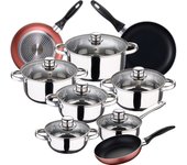 San Ignacio Batería de Cocina 12 Piezas Cassel en Acero Inoxidable con Juego de Sartenes Paradise en Aluminio Prensado