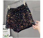 Hot Girl Y2k European and American Style Sequined Shorts Slim Fit Suede Embroidered Sequined Casual Hot Pants for Women