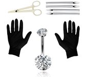8PCS Belly Piercing Kit - 14G Belly Button Ring with 316L Steel Piercing Needles and Piercing Clamp Belly Kit