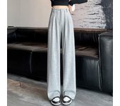 Women Classic High Waisted Straight Leg Pants Lady Daily Baggy Draping Sweatpants Female Concise Gray Black 2024 Casual Trousers