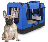 Mobiclinic Transportín para Mascotas (Perros Gatos Conejos Hurones Chinchillas) Balú Talla L Bolsa de Transporte para Viajes con Asas Transpirable Mochila Plegable 70x525x50 cm Azul