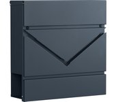 SONGMICS Buzón Correo, Ventanas de Visualización en Forma de V, Buzón Correo Montado en Pared, con Cerradura y Tapa, Portapapeles, Fácil de Instalar, Gris Antracita
